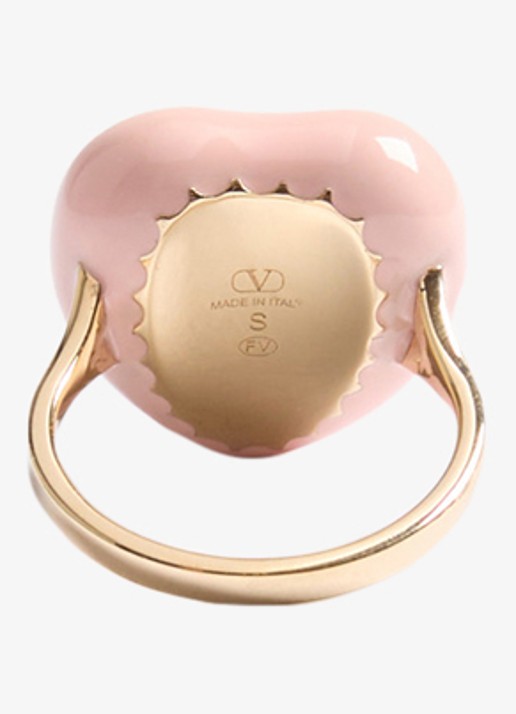 Valentino Garavani Coeur Royal ring met logo - detail 3 roze