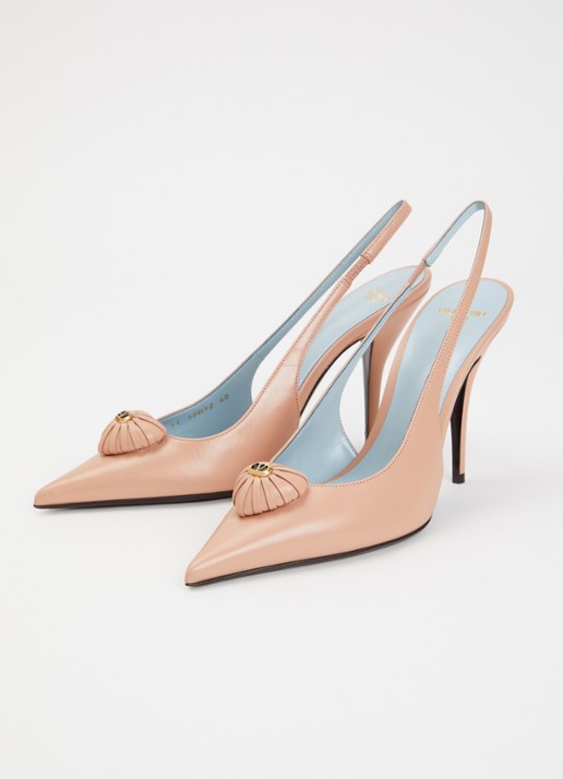 Valentino Garavani Coeur Royal slingback van geitenleer met applicatie - detail 2 lichtroze
