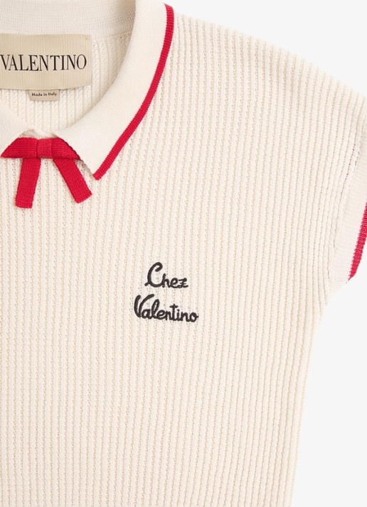Valentino Garavani Fijngebreide top met logoborduring - detail 5 gebroken wit