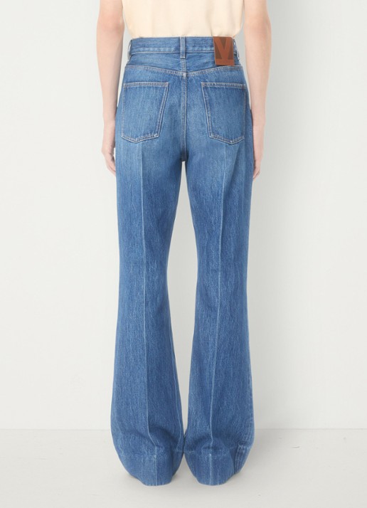 Valentino Garavani Flared jeans met medium wassing - achterkant 5 indigo