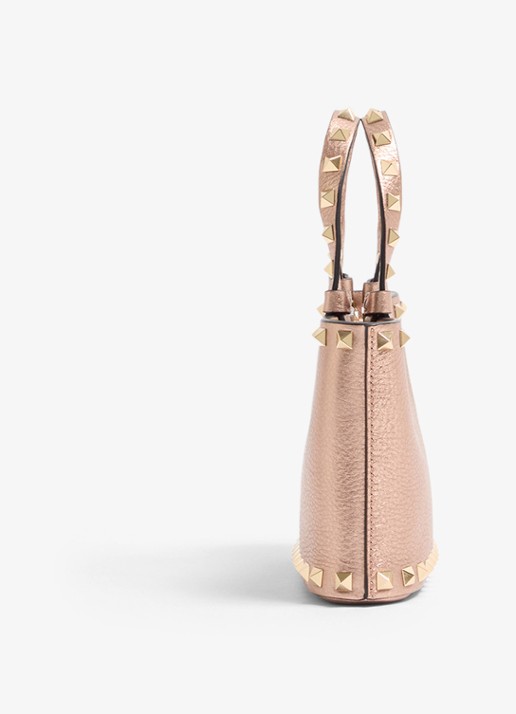 Valentino Garavani Handtas van kalfsleer met metallic finish en studs - detail 4 brons