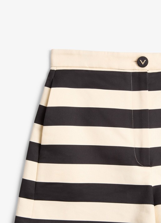 Valentino Garavani High waist straight fit korte broek met streepprint - detail 5 zwart