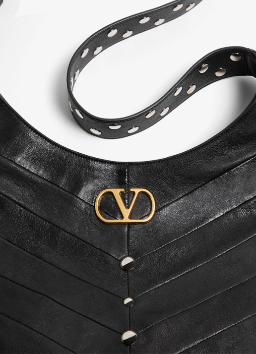Valentino Garavani Hoboho schoudertas van lamsleer met studs - detail 4 zwart