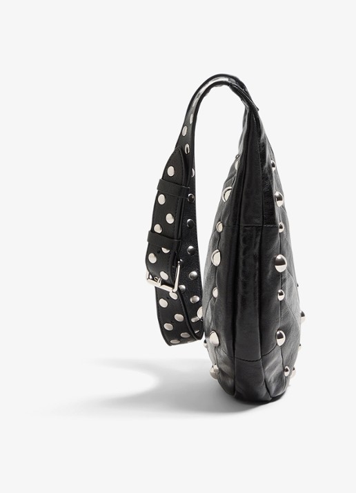 Valentino Garavani Hoboho Small schoudertas van lamsleer met studs - detail 3 zwart