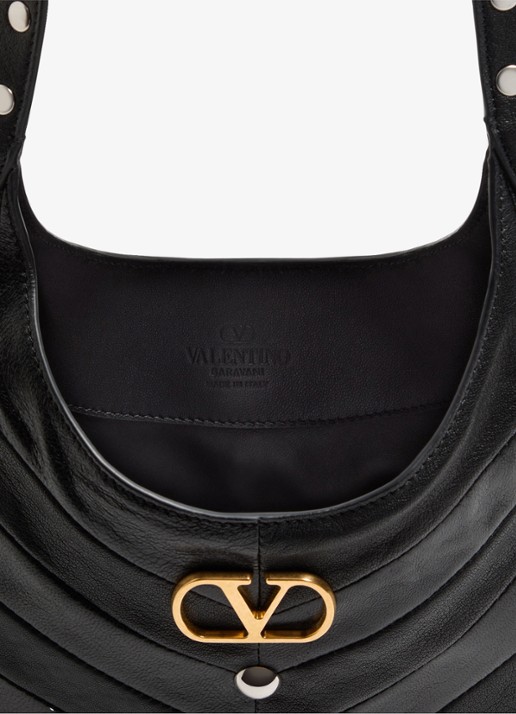 Valentino Garavani Hoboho Small schoudertas van lamsleer met studs - detail 4 zwart