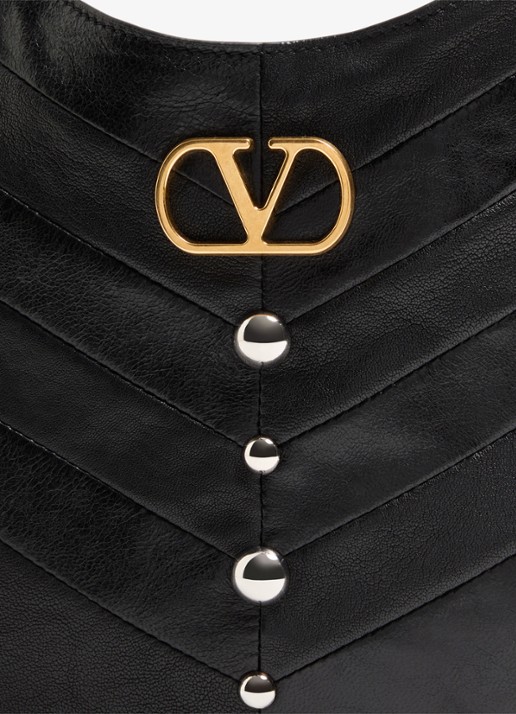 Valentino Garavani Hoboho Small schoudertas van lamsleer met studs - detail 5 zwart