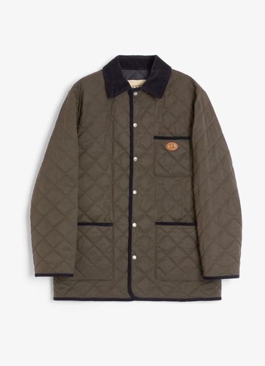 Valentino Garavani Jack met quilt patroon en opgestikte zakken - voorkant olijfgroen