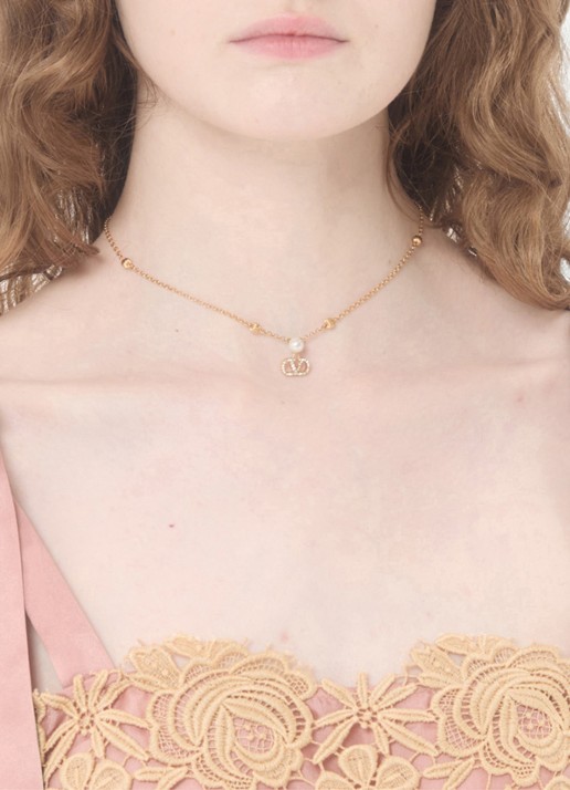 Valentino Garavani Ketting met logo - voorkant 5 goud