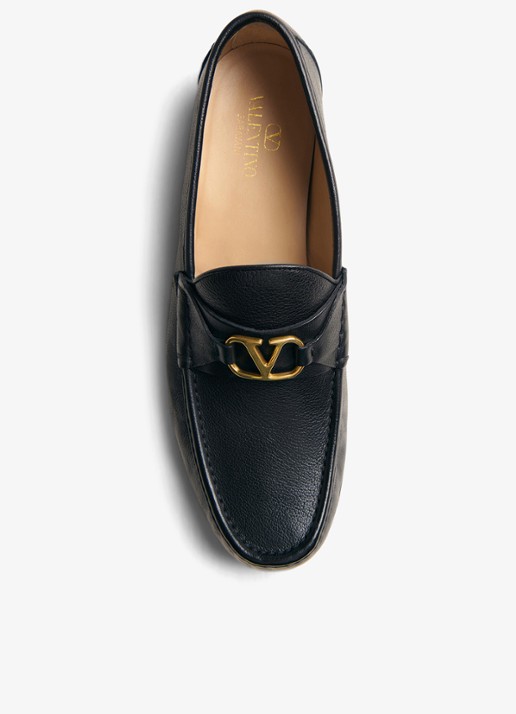Valentino Garavani Loafer van leer - detail 7 zwart