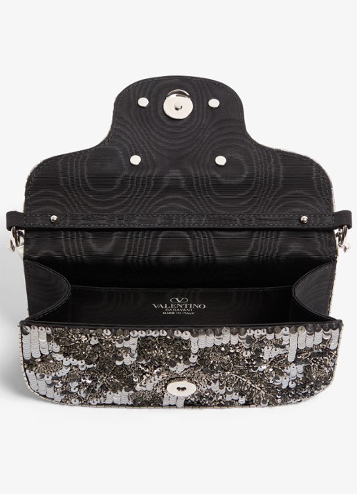 Valentino Garavani Locò Small handtas met pailletten en kralendecoratie - detail 2 zwart