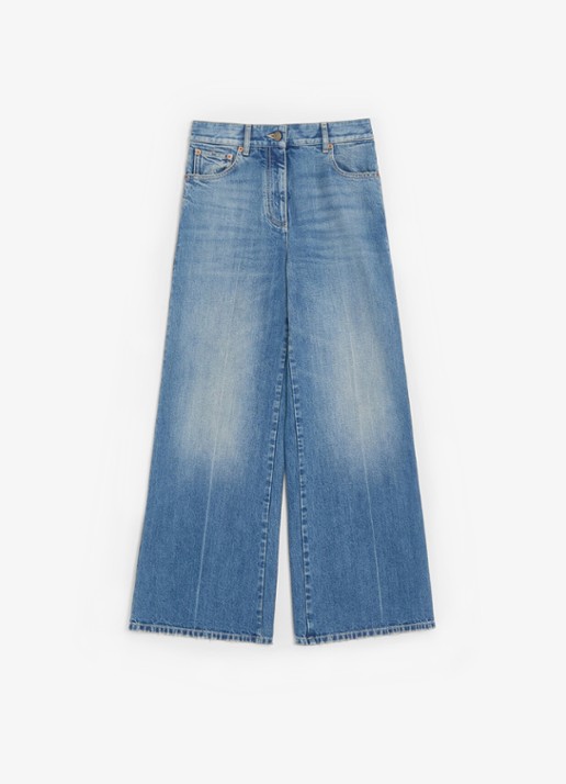 Valentino Garavani Mid waist flared jeans met medium wassing - voorkant indigo