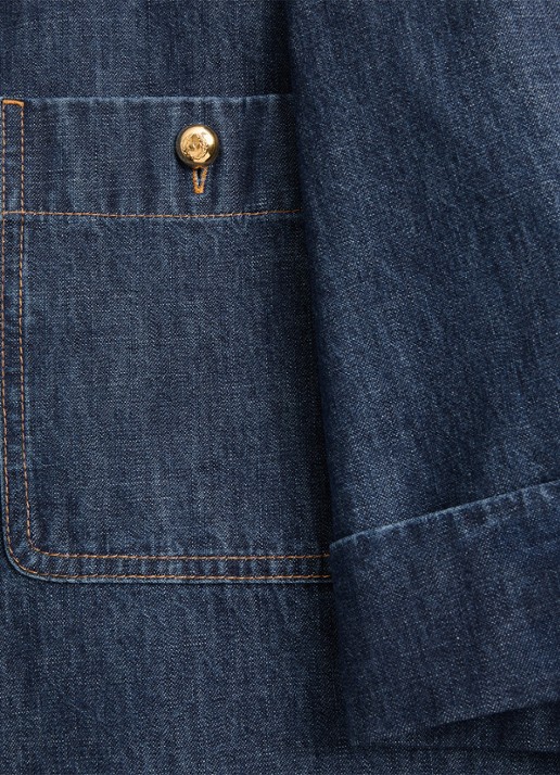 Valentino Garavani Midi blousejurk van denim met borstzakken - detail 6 indigo