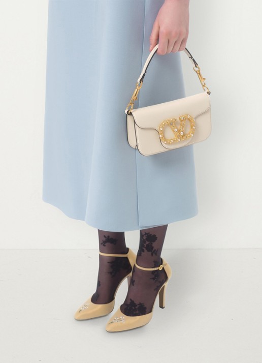 Valentino Garavani Midi jurk in zijdeblend - detail 5 lichtblauw