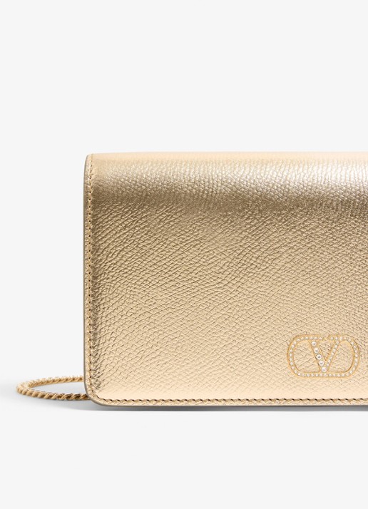 Valentino Garavani Mini crossbodytas van leer met metallic finish - detail 5 goud