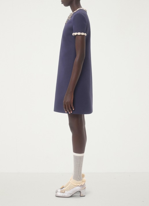 Valentino Garavani Mini jurk in zijdeblend met strass - detail 2 blauw