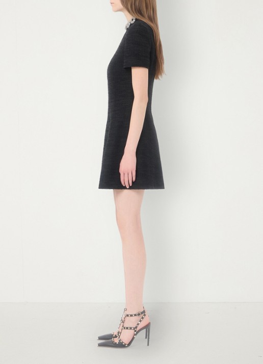 Valentino Garavani Mini jurk met tweed-look - detail 5 zwart