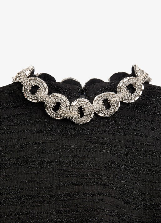 Valentino Garavani Mini jurk met tweed-look - detail 7 zwart