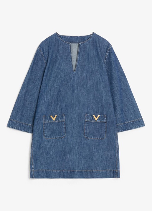 Valentino Garavani Mini tuniekjurk van chambray met opgestikte zakken