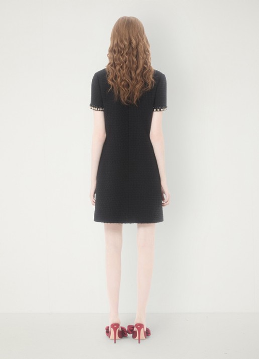 Valentino Garavani Mini tuniekjurk van tweed met strass - achterkant zwart