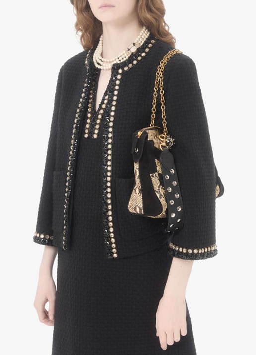 Valentino Garavani Mini tuniekjurk van tweed met strass - detail 4 zwart