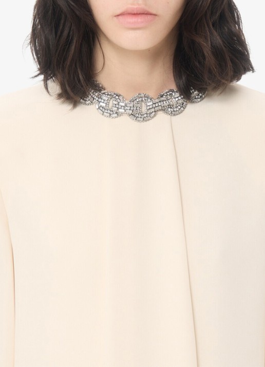 Valentino Garavani Mini tuniekjurk van zijde met strass - detail 6 creme