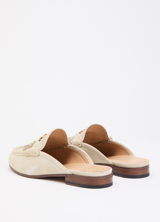 Valentino Garavani Muiltje van suède met franjes - achterkant 6 beige