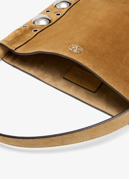 Valentino Garavani Nellcôte crossbodytas van suède met studs en franjes - detail 5 bruin