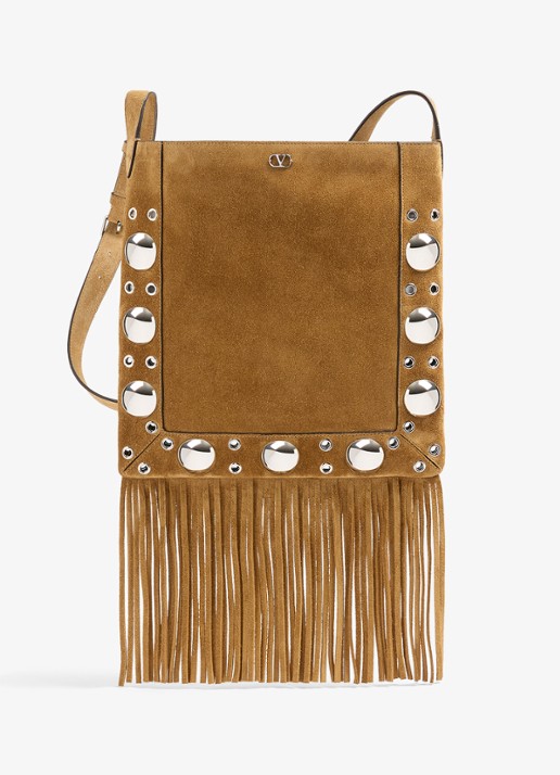 Valentino Garavani Nellcôte crossbodytas van suède met studs en franjes
