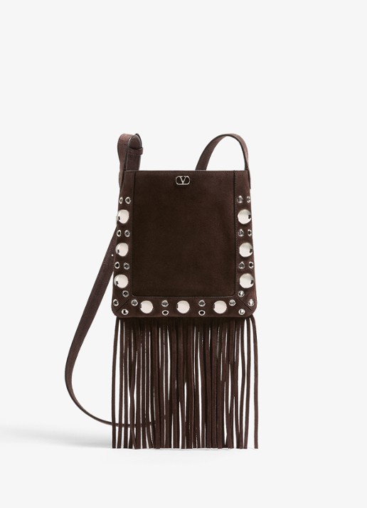 Valentino Garavani Nellcôte Small crossbodytas van suède met studs en franjes