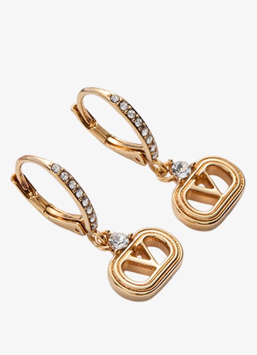 Valentino Garavani Oorhangers met logo - detail goud