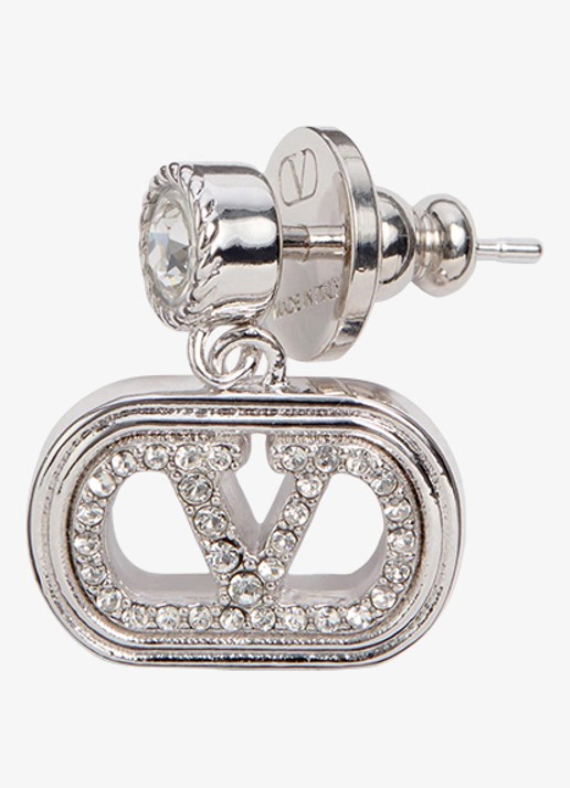 Valentino Garavani Oorknopjes met logo - detail zilver