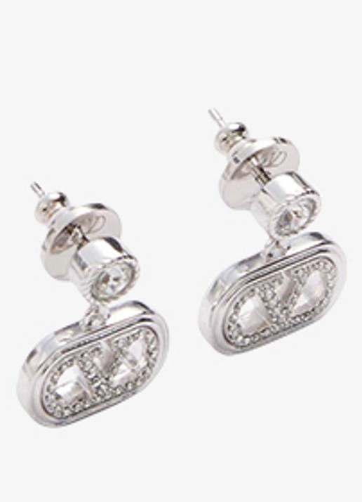 Valentino Garavani Oorknopjes met logo - voorkant 3 zilver