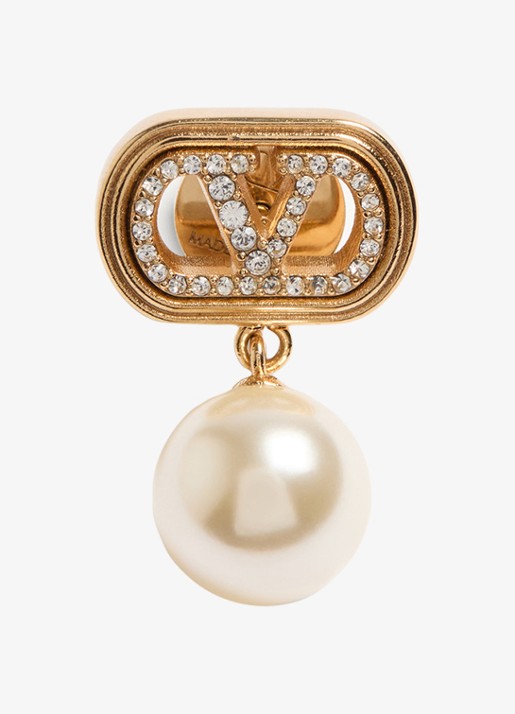 Valentino Garavani Oorstekers met hanger en logo - detail 3 goud