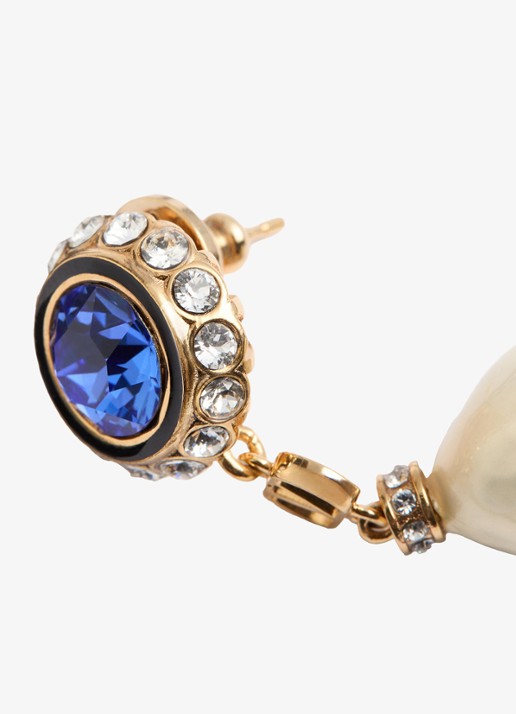 Valentino Garavani Oorstekers met kristal en parel - detail 3 blauw