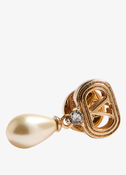 Valentino Garavani Oorstekers met logo - detail goud