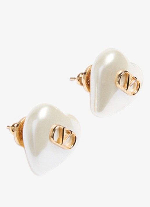 Valentino Garavani Oorstekers met logo - detail 3 creme