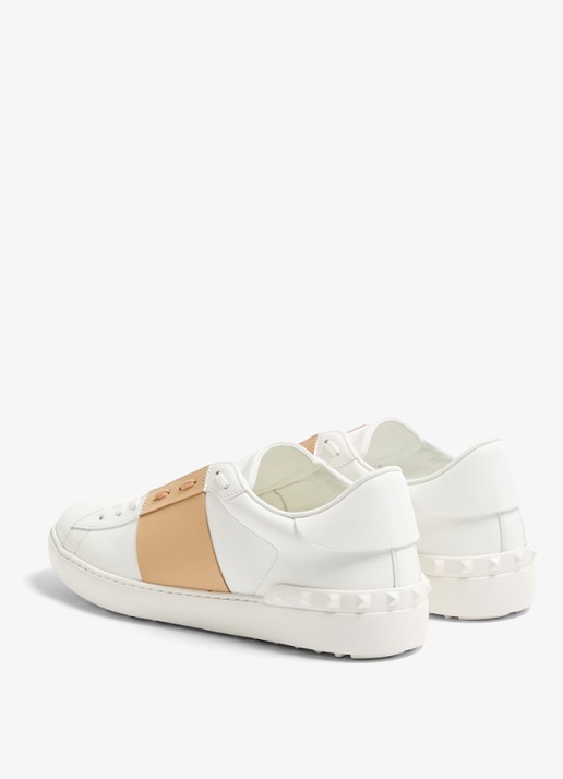 Valentino Garavani Open sneaker van kalfsleer - achterkant beige