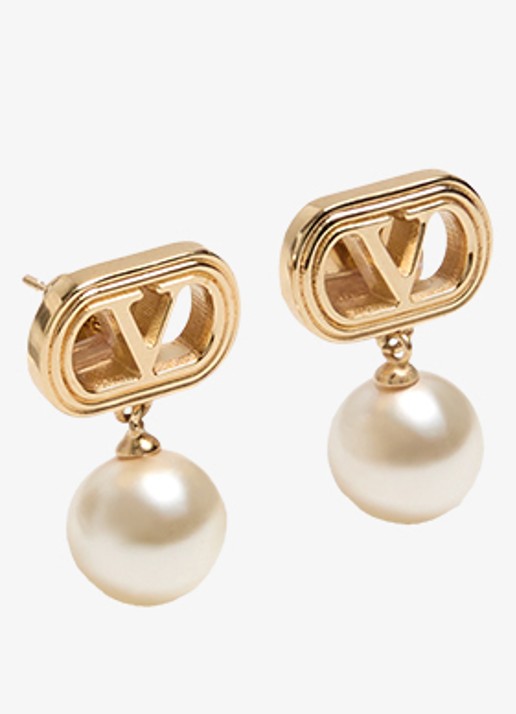 Valentino Garavani Ovalette oorstekers met hanger - detail goud