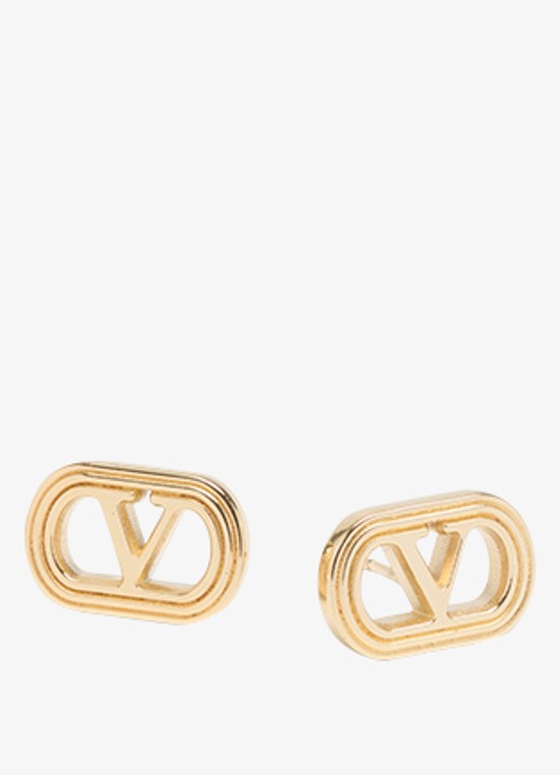 Valentino Garavani Ovalette oorstekers met logo - detail goud