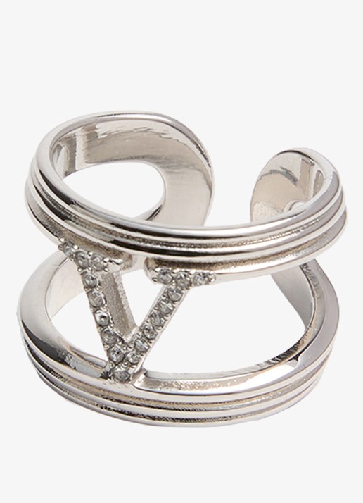 Valentino Garavani Ovalette ring met logo - detail 2 zilver