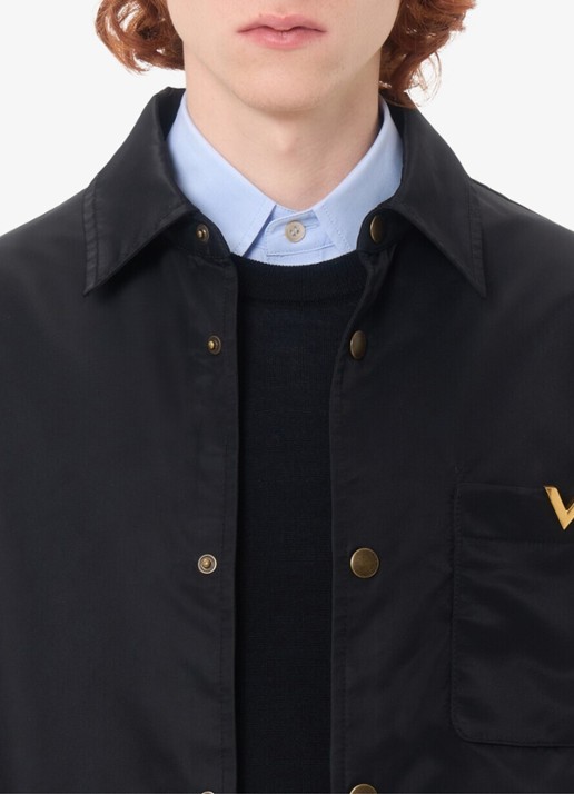 Valentino Garavani Oversized fit overshirt met borstzak - detail 5 zwart