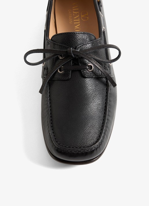 Valentino Garavani Palm Avenue bootschoen van leer - detail 4 zwart
