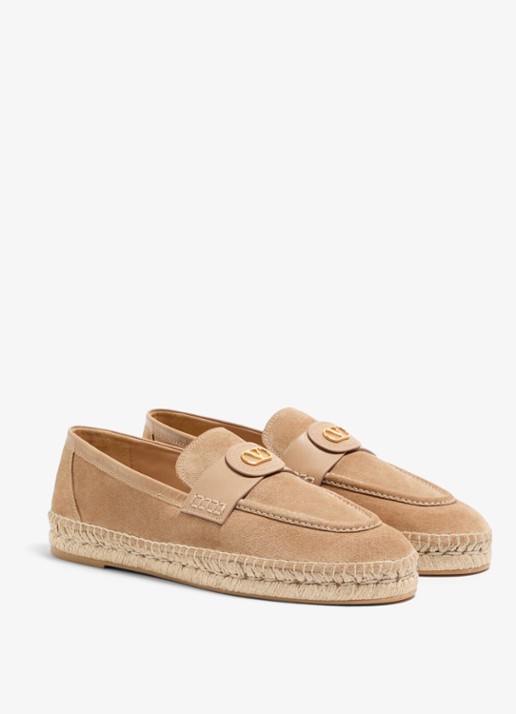 Valentino Garavani Palm Avenue espadrille van kalfssuède - detail 4 beige