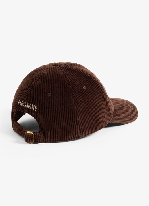 Valentino Garavani Pet van corduroy met logoborduring - achterkant bruin