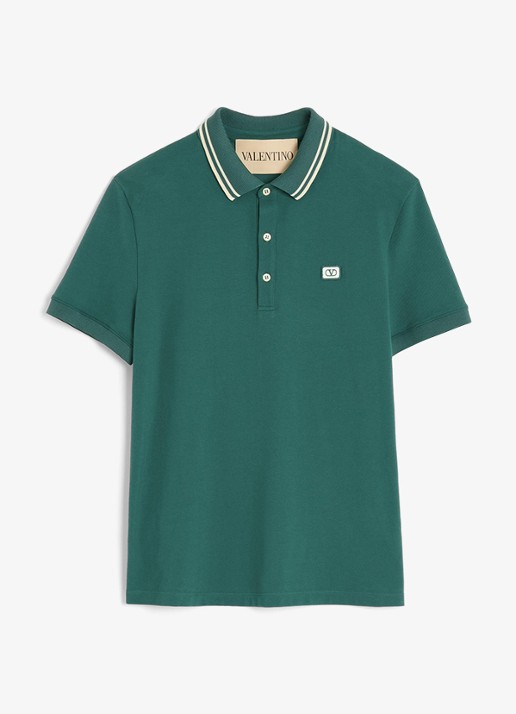 Valentino Garavani Regular fit polo met logo - voorkant 6 groen
