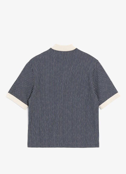 Valentino Garavani Regular fit polo met streepprint - achterkant 3 donkerblauw