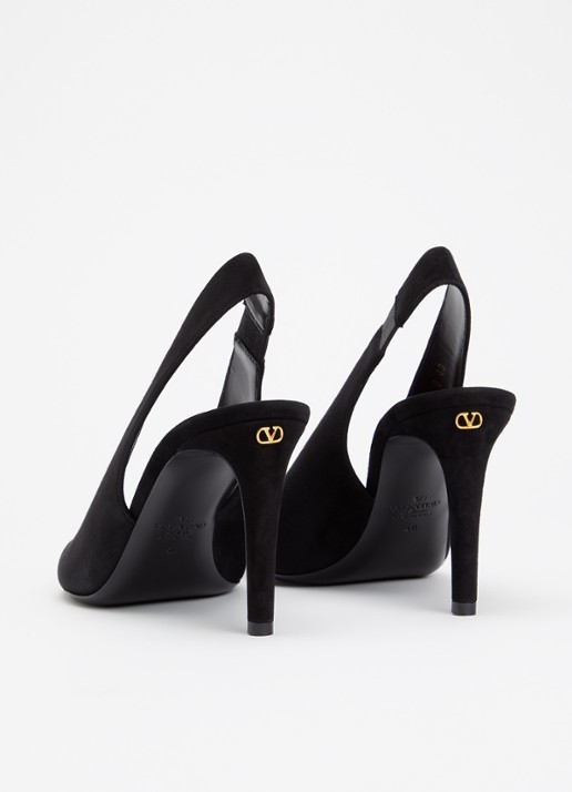 Valentino Garavani Révélé pump van suède - achterkant 6 zwart