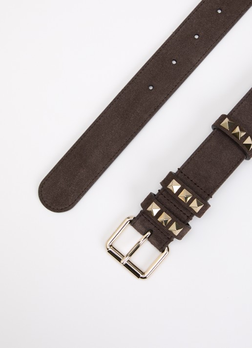Valentino Garavani Riem van kalfssuède met studs - detail 2 bruin