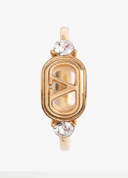 Valentino Garavani Ring met logo en kristal - detail 3 goud