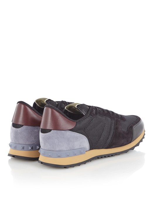 Valentino Garavani Rockrunner sneaker met suède details - detail 2 zwart